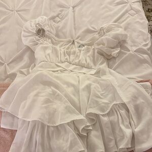 Blue Rain White Ruffled Jumpsuit